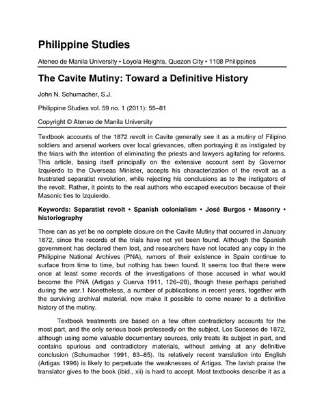The Cavite Mutiny: Toward a Definitive History .
